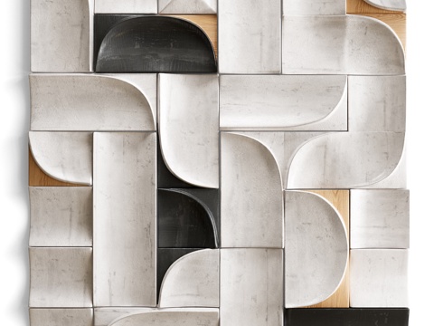  现代意式艺术墙饰 装饰板 几何挂件3d模型 