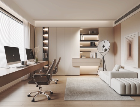  现代书房3d模型 