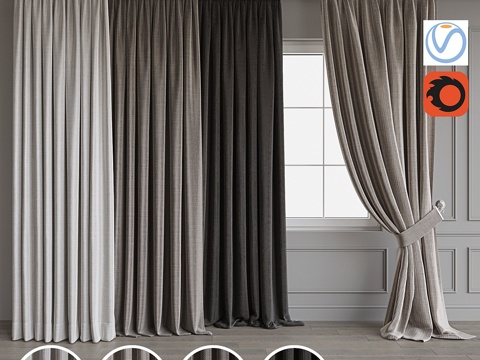 窗帘套装803d模型