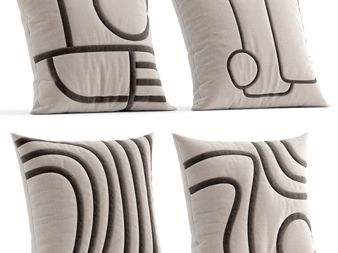  现代侘寂布艺抱枕3d模型 