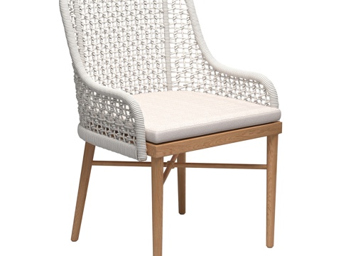 藤编绳索扶手椅3d模型