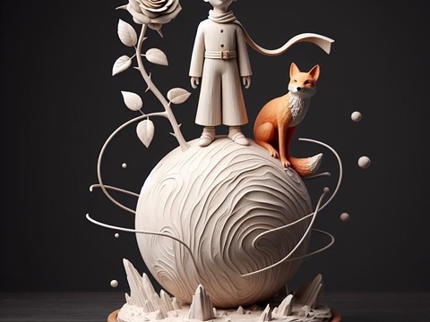  小王子艺术装置 儿童绘本艺术装置 儿童图书馆装饰 童话世界3d模型 