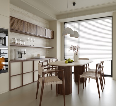  现代餐厅 餐桌椅 餐边柜 餐椅3d模型 