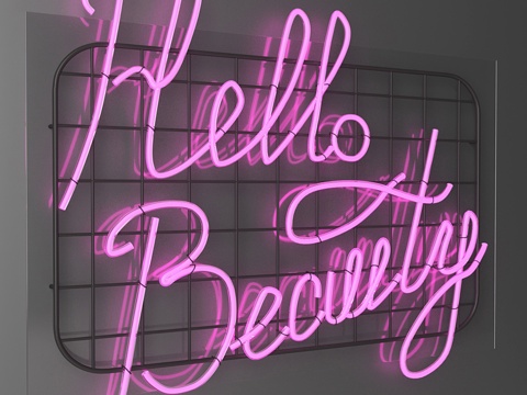 霓虹灯招牌——你好，美女3d模型