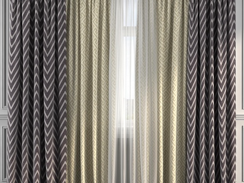 带窗帘的窗户1953d模型