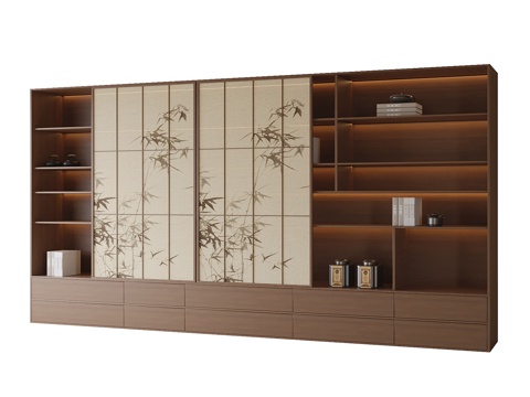  新中式茶室柜 茶柜3d模型 