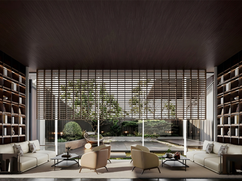 现代售楼处洽谈区 接待室 沙发组合su模型