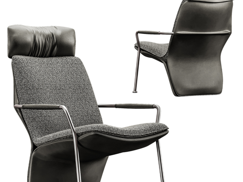  现代意式布艺皮革扶手椅3d模型 