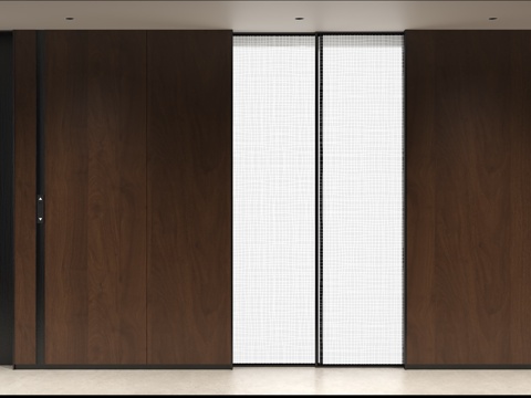 现代意式过厅墙板 现代电梯厅棕木纹 现代过道墙板 别墅电梯厅su模型