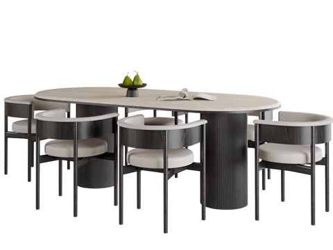 现代餐桌椅 餐桌 餐椅su模型