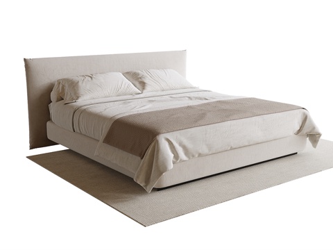  现代双人床3d模型 