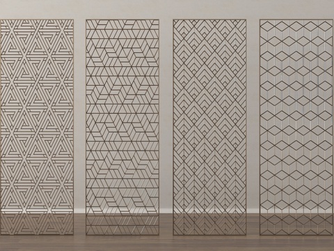 现代屏风隔断 金属屏风隔断su模型