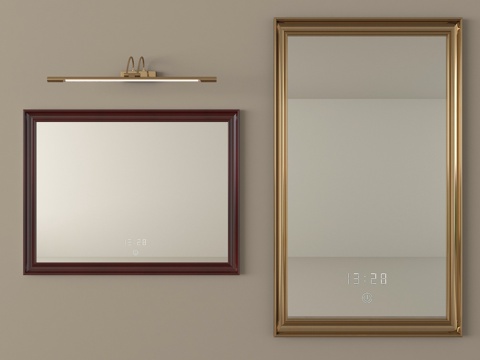 中古风镜子 装饰镜 化妆镜su模型