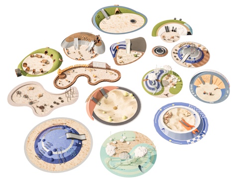 儿童游乐景观 沙地沙坑游乐区域 景观公园口袋公园 滑梯素质拓su模型