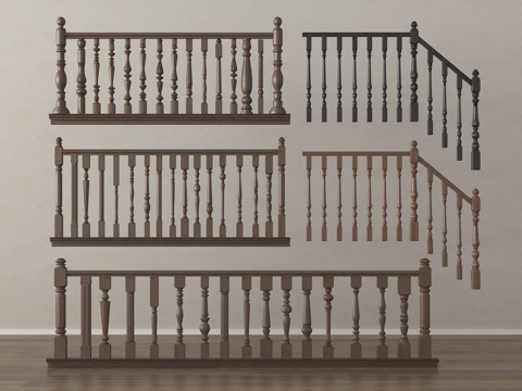 欧式古典楼梯扶手 栏杆 护栏su模型