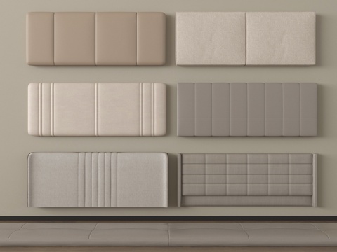 现代床靠背 床品 床头su模型