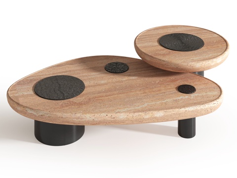 奶油风组合茶几su模型