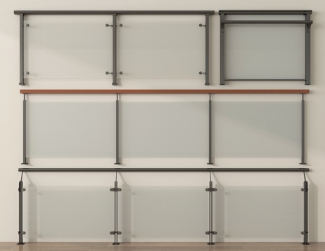 现代玻璃栏杆 玻璃护栏 玻璃围栏 阳台护栏su模型