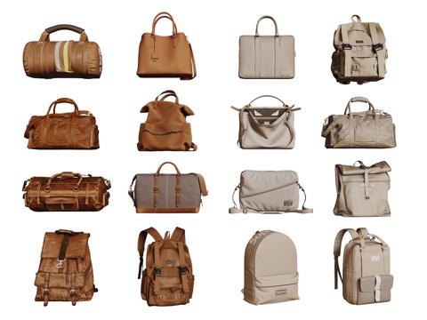 现代手提包 单肩包 皮包 背包 女士包包su模型