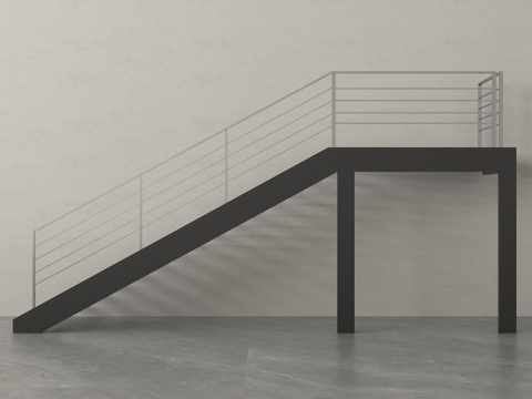 现代楼梯 铁艺楼梯su模型