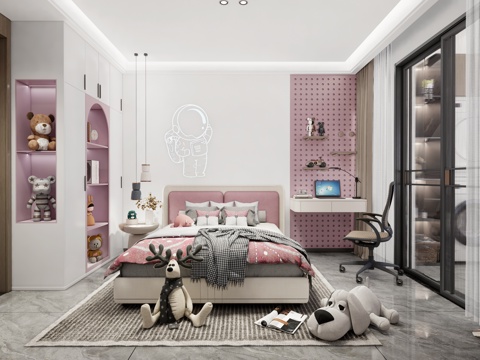 女孩房  儿童房su模型