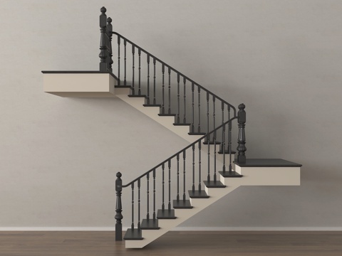 法式中古楼梯 扶手楼梯 转角楼梯su模型