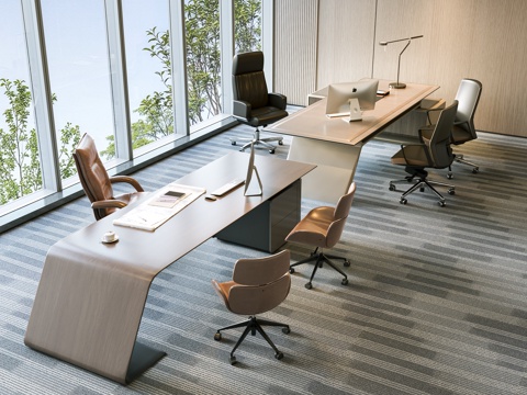 现代办公桌椅 老板桌椅 班台桌椅 经理室su模型