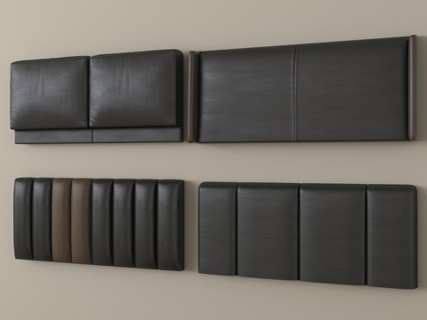 现代床靠背 床品 床头su模型