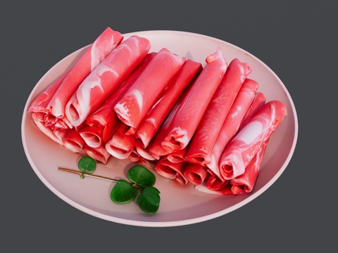 一盘羊肉卷su模型