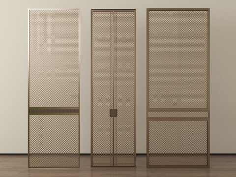 新中式屏风隔断 金属屏风隔断su模型
