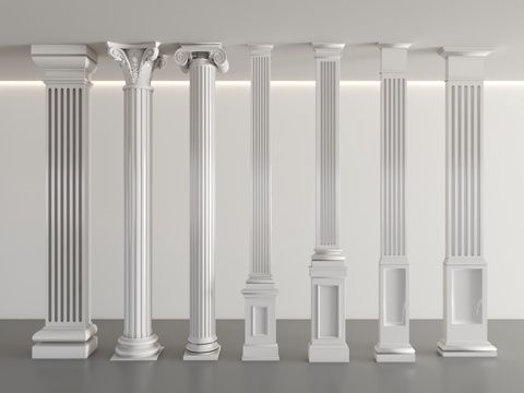 欧式柱子 罗马柱 石膏柱 圆柱 方柱su模型