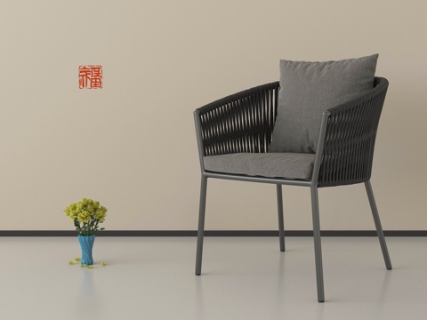 现代休闲椅 藤编椅 单椅su模型