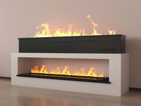 现代壁炉 火炉 嵌入式电子壁炉 火焰su模型