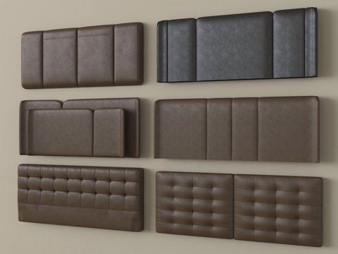  现代床靠背 床品 床头3d模型 