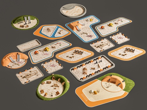 儿童游乐景观 沙地沙坑游乐区域 景观公园口袋公园 滑梯素质拓su模型