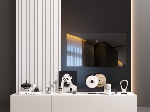 电视墙套装973d模型