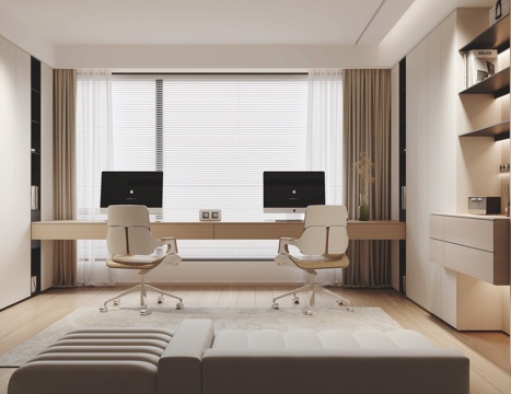  现代书房3d模型 