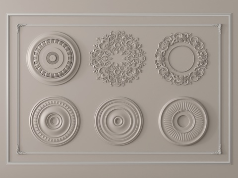 欧式石膏雕花 灯盘su模型