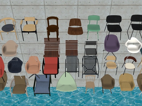 欧式现代休闲椅 塑料休闲椅 金属休闲椅su模型