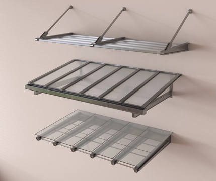 现代玻璃雨棚 玻璃遮阳棚 雨搭遮雨棚 户外雨棚su模型