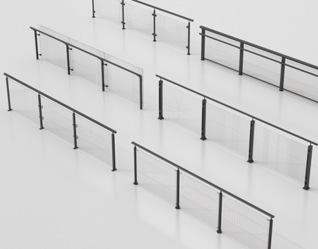 现代围栏护栏 玻璃栏杆 护栏 扶手 阳台护栏su模型