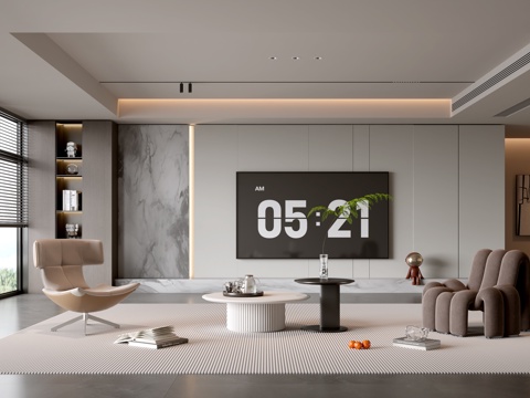  意式客厅 现代客厅 电视背景墙 电视柜 客厅背景 沙发茶几组3d模型 