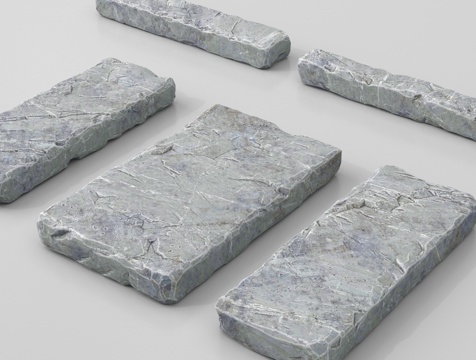 现代石板 园路 自然石 青石板 踏步su模型