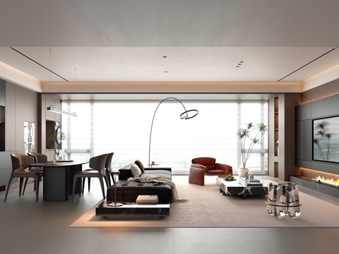  现代意式客餐厅3d模型 