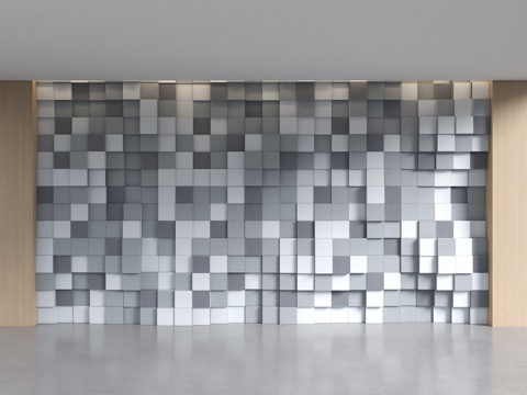 玄关背景墙 方块起伏背景墙 新中式背景墙 方块背景墙 异形背su模型