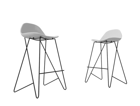 现代吧椅 极简吧椅 金属吧椅su模型