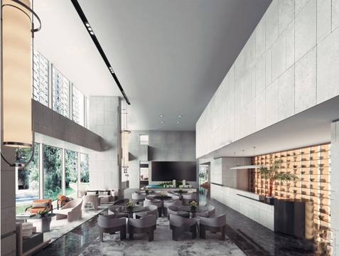 现代售楼处 售楼处洽谈区su模型