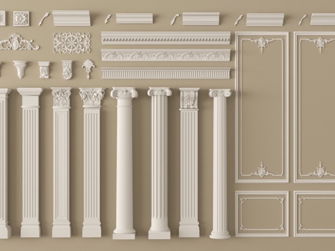 欧式石膏线 柱子 石膏线条 石膏构件su模型