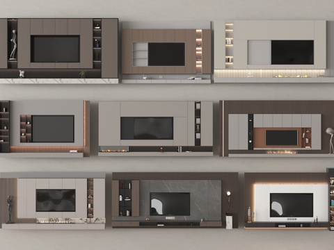 现代背景墙 电视背景墙 客厅背景墙su模型