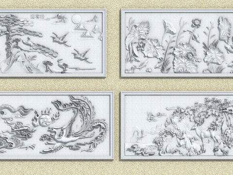 中式花板 中式雕花su模型